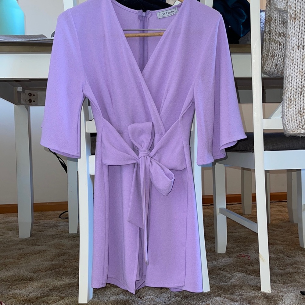 Ces Femme Lavender Romper with Front Tie - Picture 2 of 3